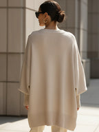 Jennifer | Women's Oversized Round-Neck Sweater with Asymmetrical Hem