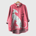 Asta | Women's Dog Print Blouse with Playful Motif