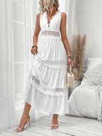 Luna | Women's Lace-Trim Sleeveless Cotton Maxi Dress
