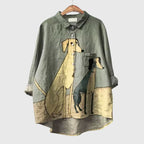 Asta | Women's Dog Print Blouse with Playful Motif