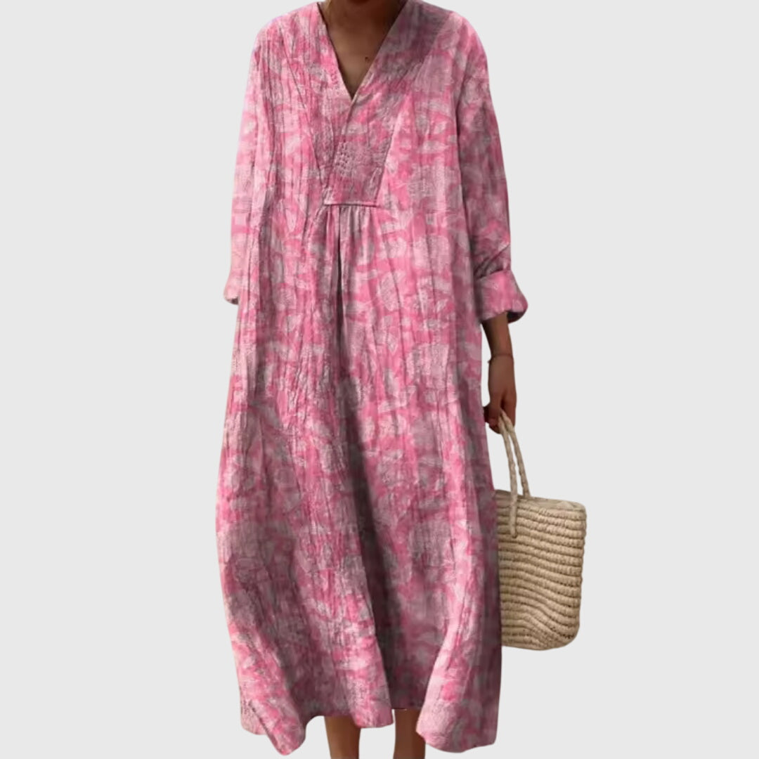 Stephanie | Women's Relaxed-Fit Geometric Print Dress with Fluid Cut