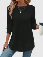 Nadyalyn | Women's Elegant Long-Sleeve Top with Round O-Neck