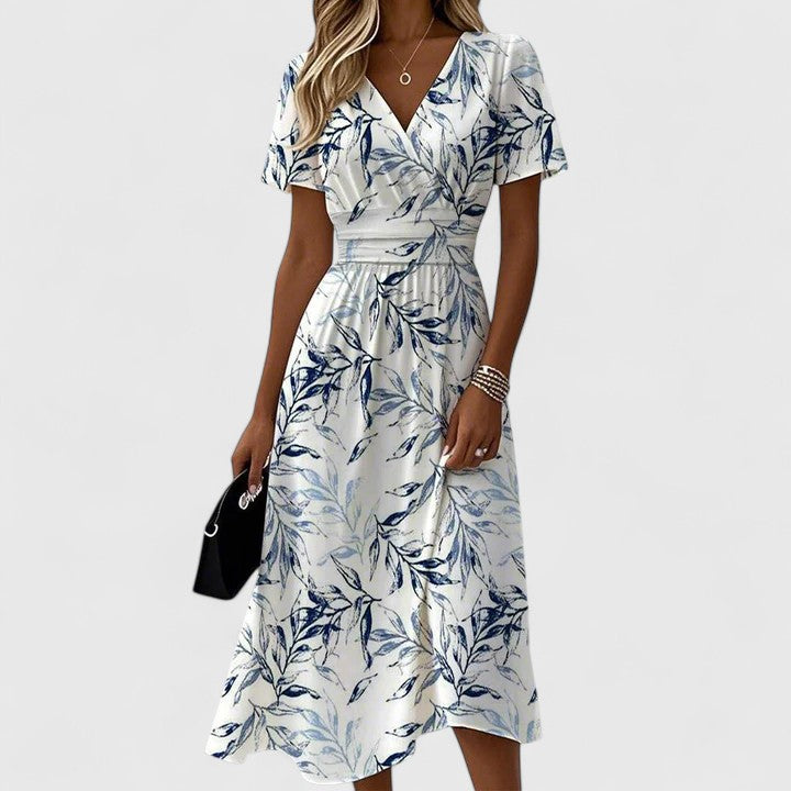 Yelissia | Women's V-Neck Elegant Dress with Flowing Lightweight Silhouette