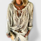 Brunetta | Women's Lace Tie-Neck Blouse with Billowy Sleeves