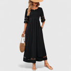 Delymarina | Women's Elegant Empire-Waist Midi Dress with Flowing Skirt
