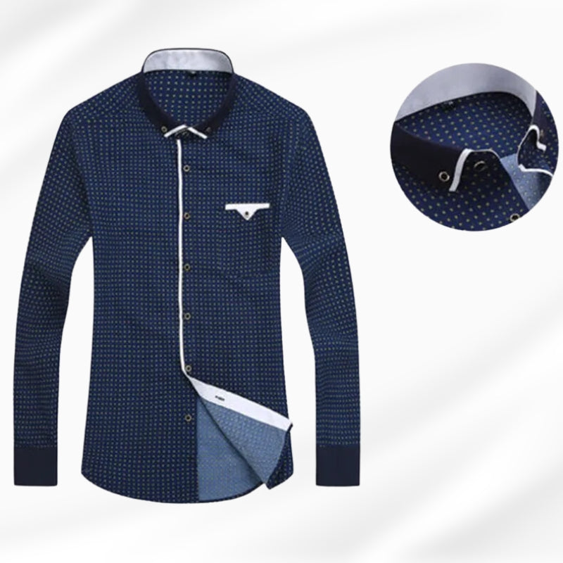 Jayson | Men's Tailored-Fit Long-Sleeve Cotton Blend Shirt, Wrinkle-Resistant