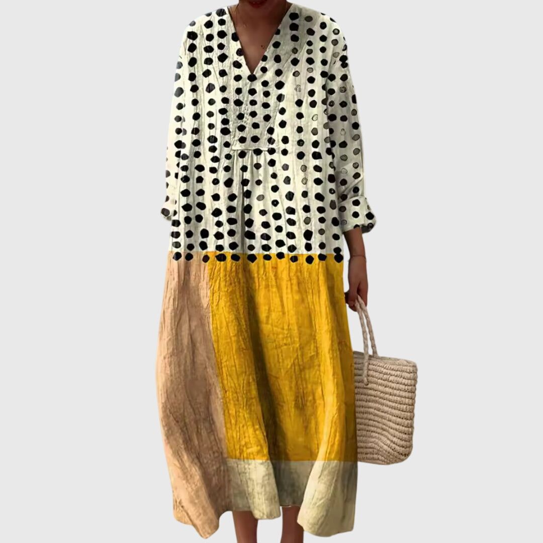 Stephanie | Women's Relaxed-Fit Geometric Print Dress with Fluid Cut