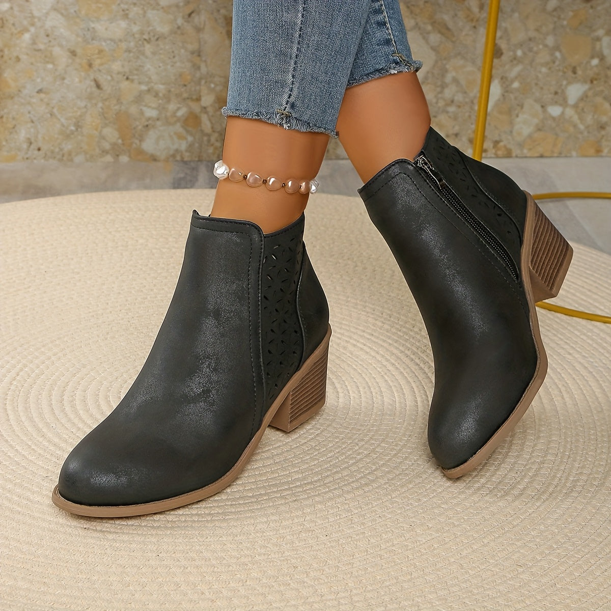Talen | Women's Orthopedic Boots with Laser Cut Details and Non Slip Sole