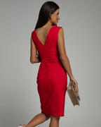 Lavenza | Women's Fitted V-Neck Dress with Side Slit for Special Occasions