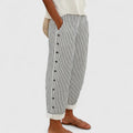 Sharmaine | Women's Relaxed Tapered Striped Trousers with Side Buttons