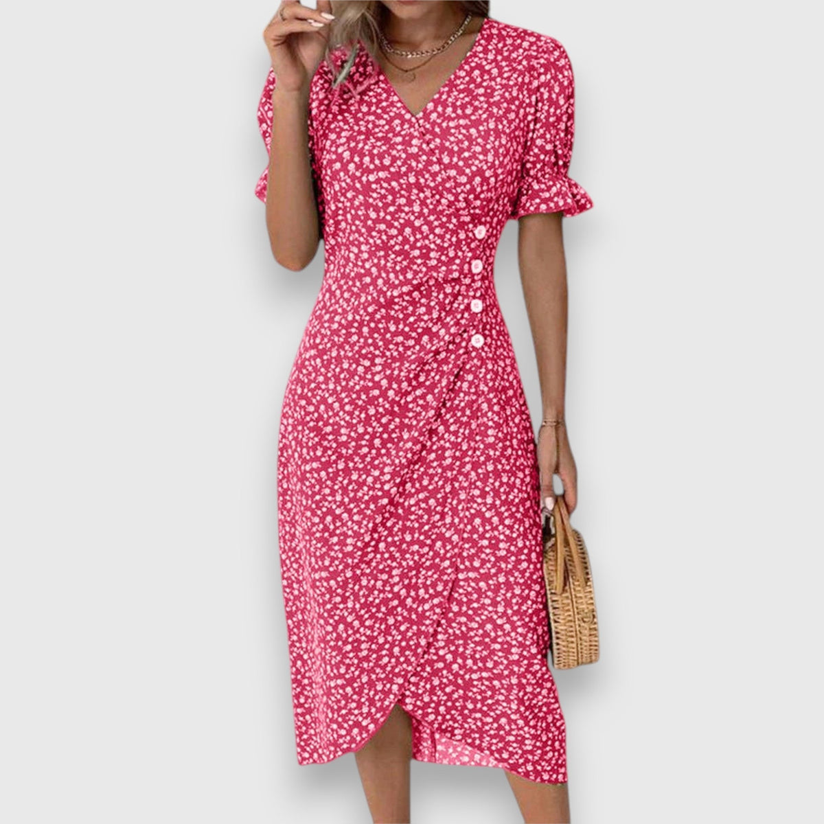 Tessina | Women's Floral Puff-Sleeve Dress with Flattering Silhouette