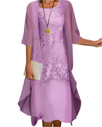 Caroline | Women Wedding Guest Dress Flowing Sheer Sleeve Midi Dress