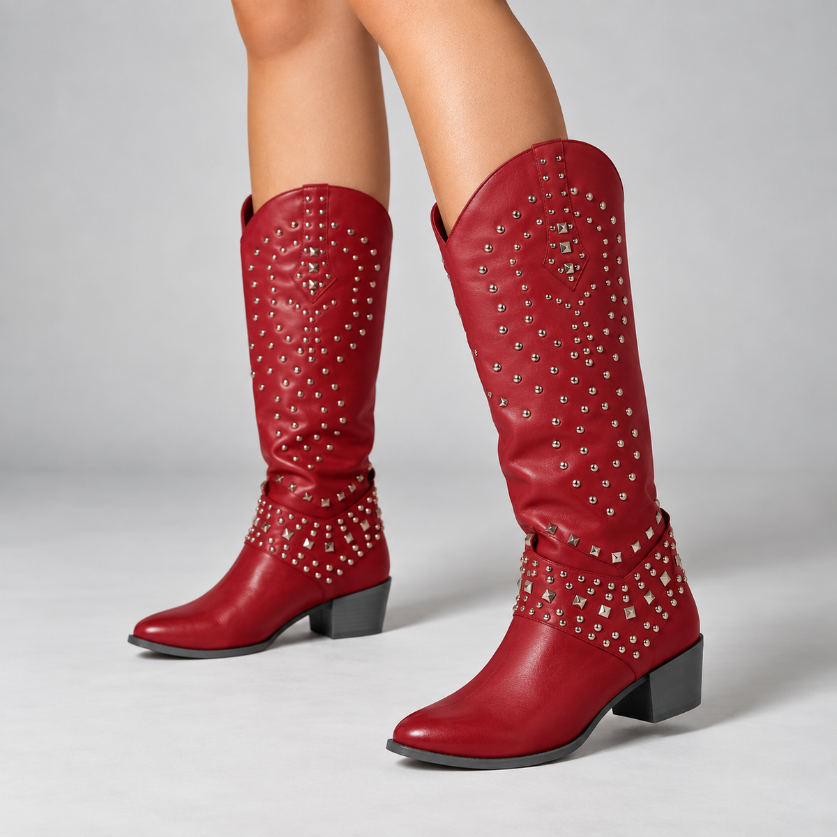 Moana | Women's Block-Heel Knee-High Boots With Side Zip and Lace Detail
