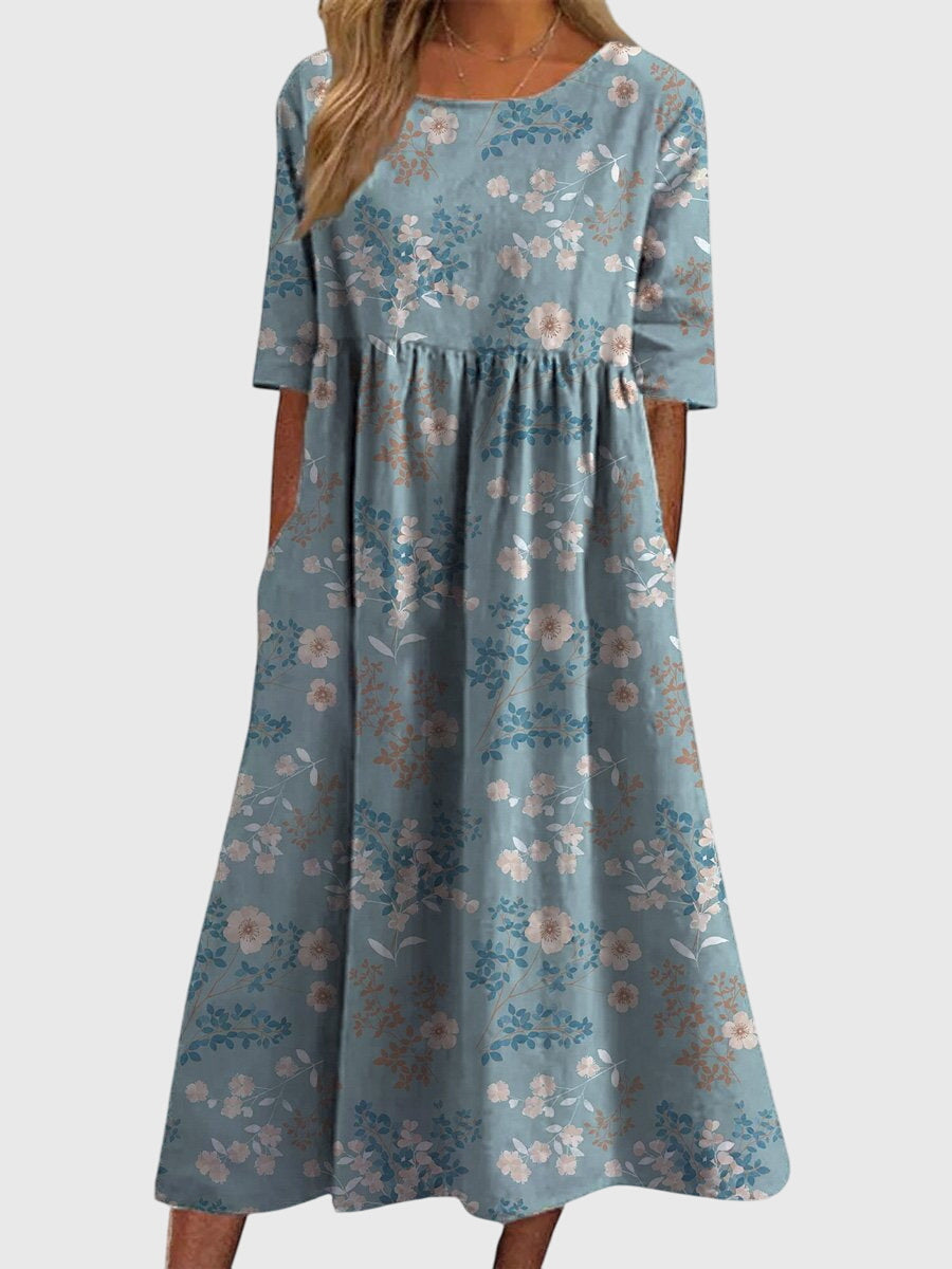 Djala | Women's Flowy Relaxed-Fit Dress with Delicate Embroidery