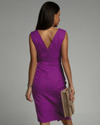Lavenza | Women's Fitted V-Neck Dress with Side Slit for Special Occasions