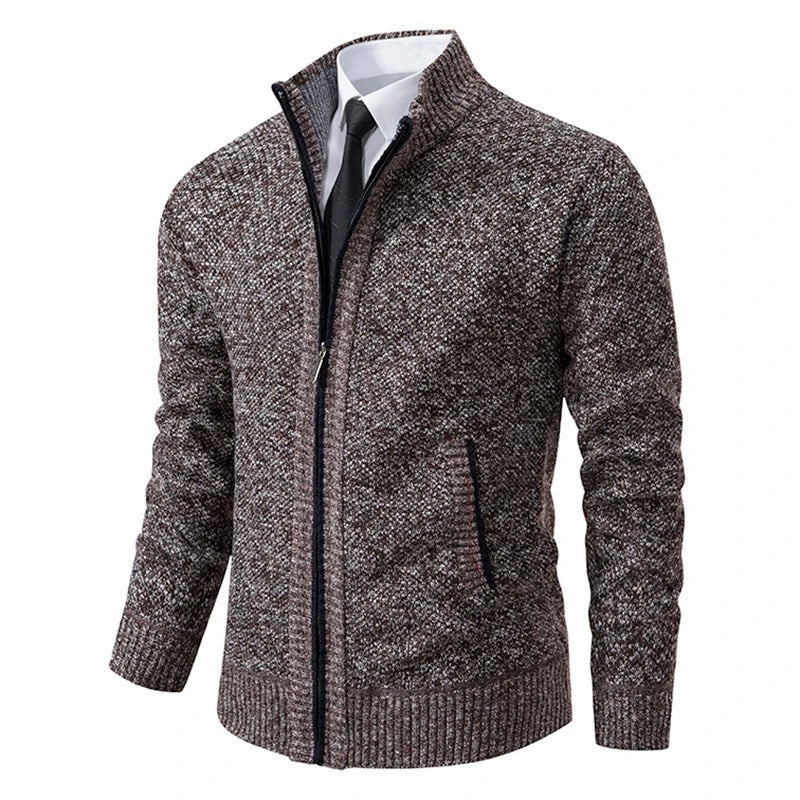 Caleb | Men's Merino Wool Full-Zip Mock Neck Sweater
