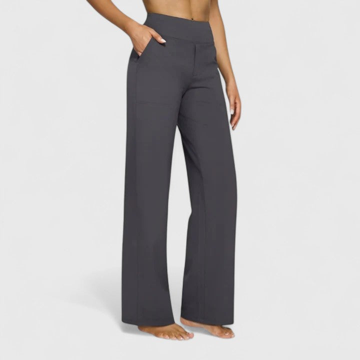 Hilary | Women's Pull-On Wide-Waistband Pants with Deep Side Pockets