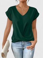 Mahrianne | Women's Comfortable V-Neck Top with Twist Front Detail