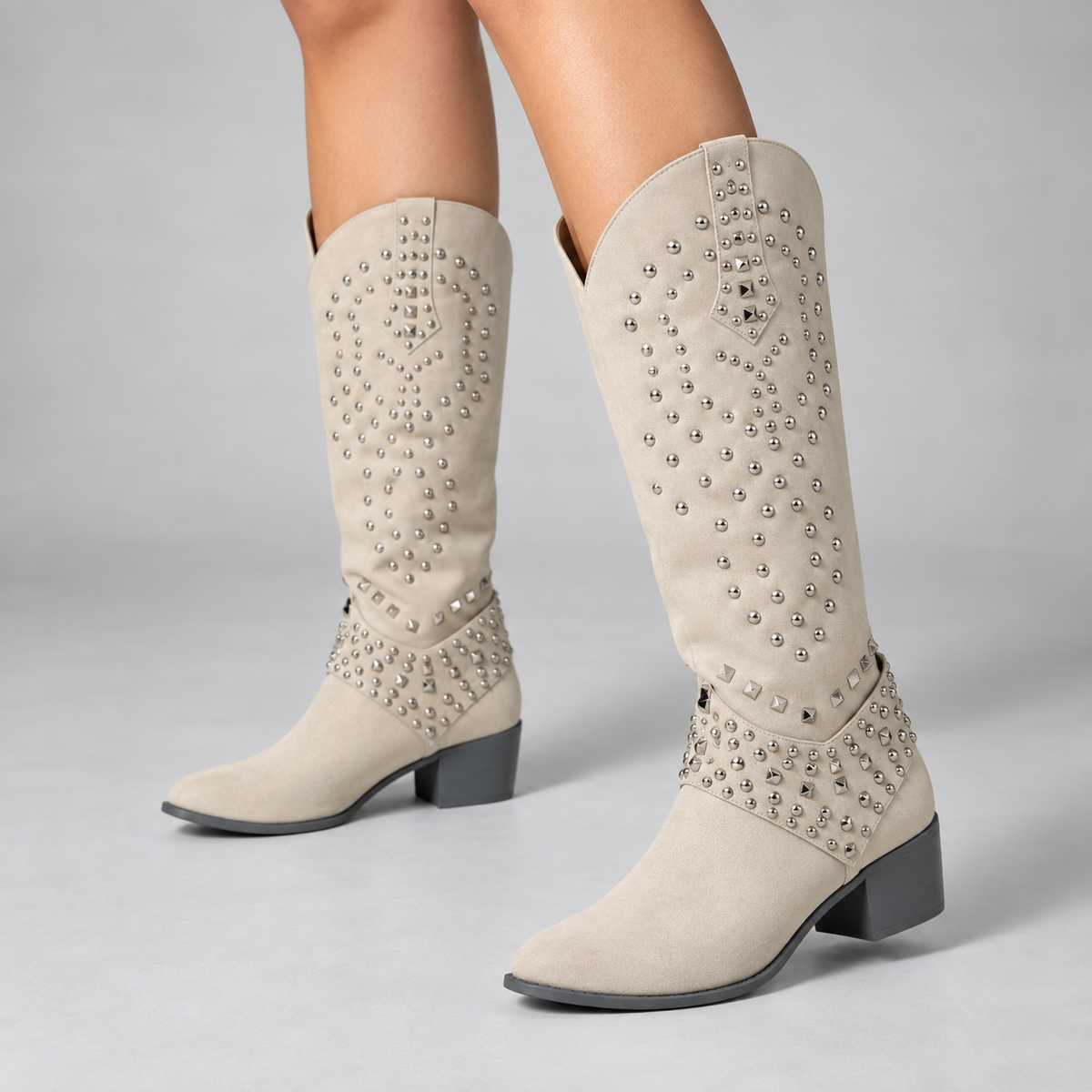 Moana | Women's Block-Heel Knee-High Boots With Side Zip and Lace Detail