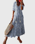 Amalia | Women's Lightweight V-Neck Boho Dress with Vintage Print