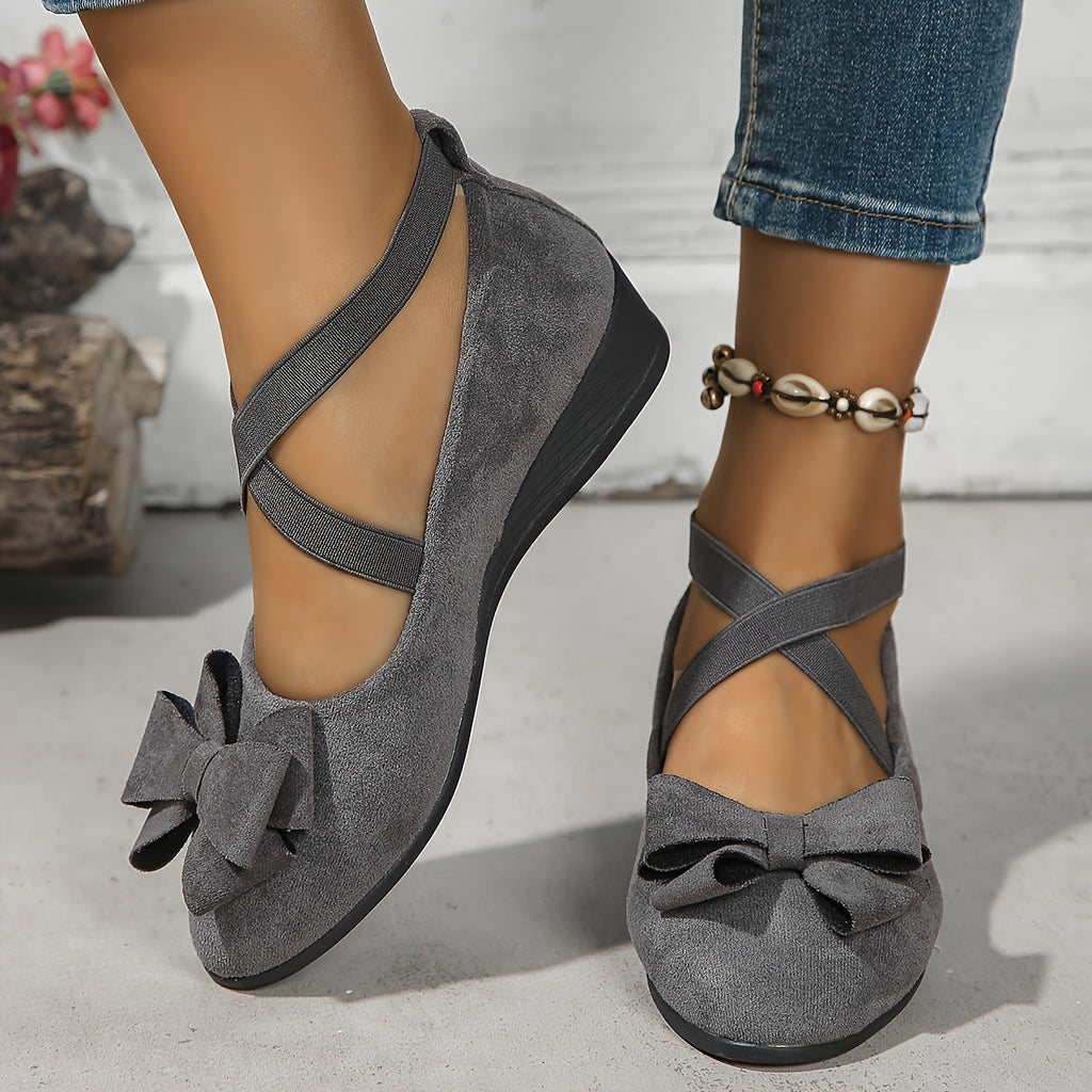 Krysa | Women's Crossed Elastic Band Flats with Wedge Sole and Soft Interior