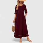 Delymarina | Women's Elegant Empire-Waist Midi Dress with Flowing Skirt