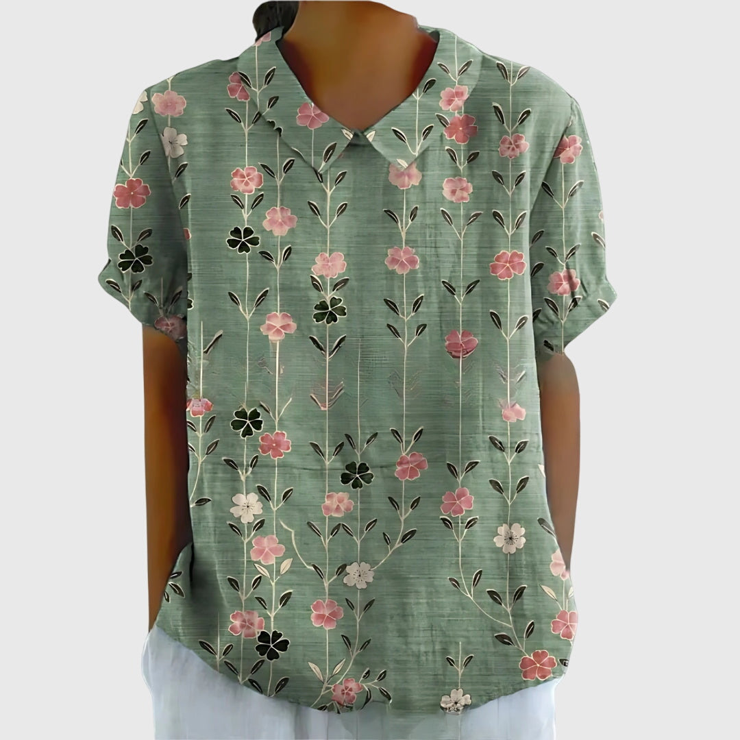 Jenna | Women's Relaxed-Fit Short-Sleeve Blouse with Floral Print