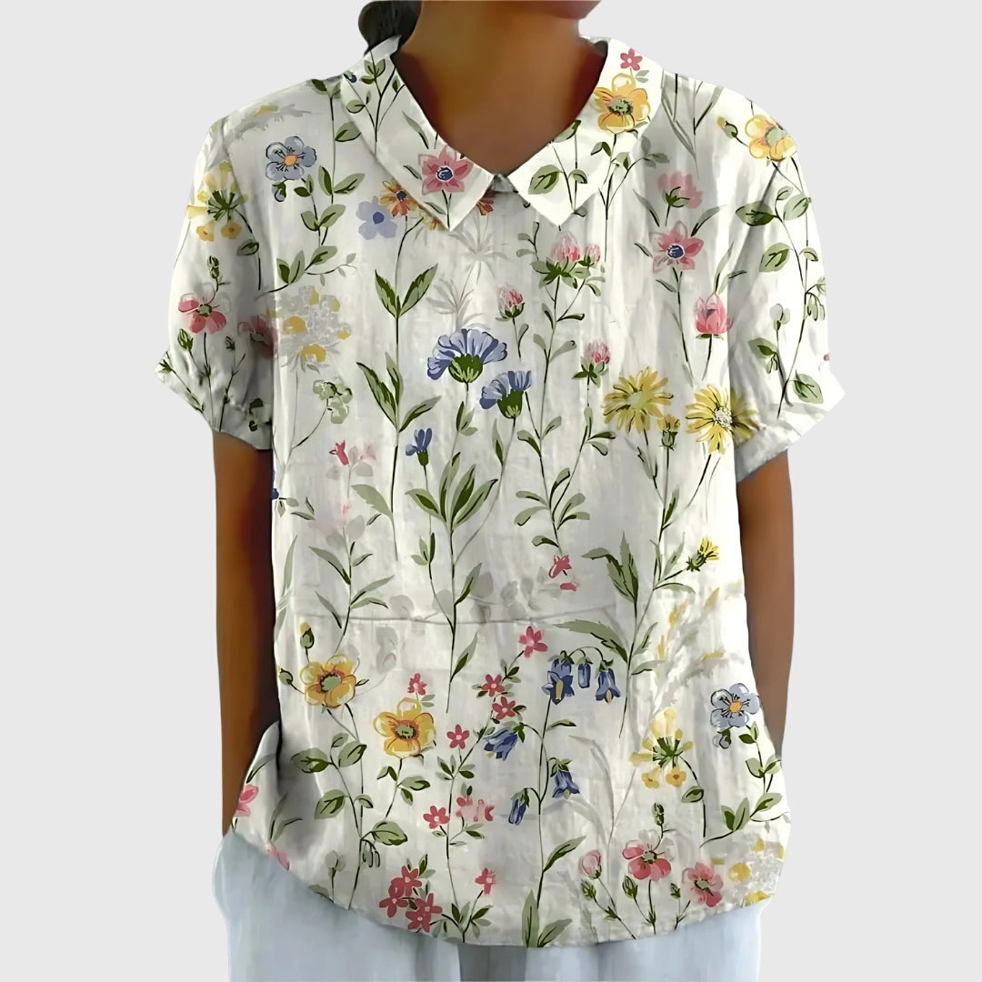 Jenna | Women's Relaxed-Fit Short-Sleeve Blouse with Floral Print