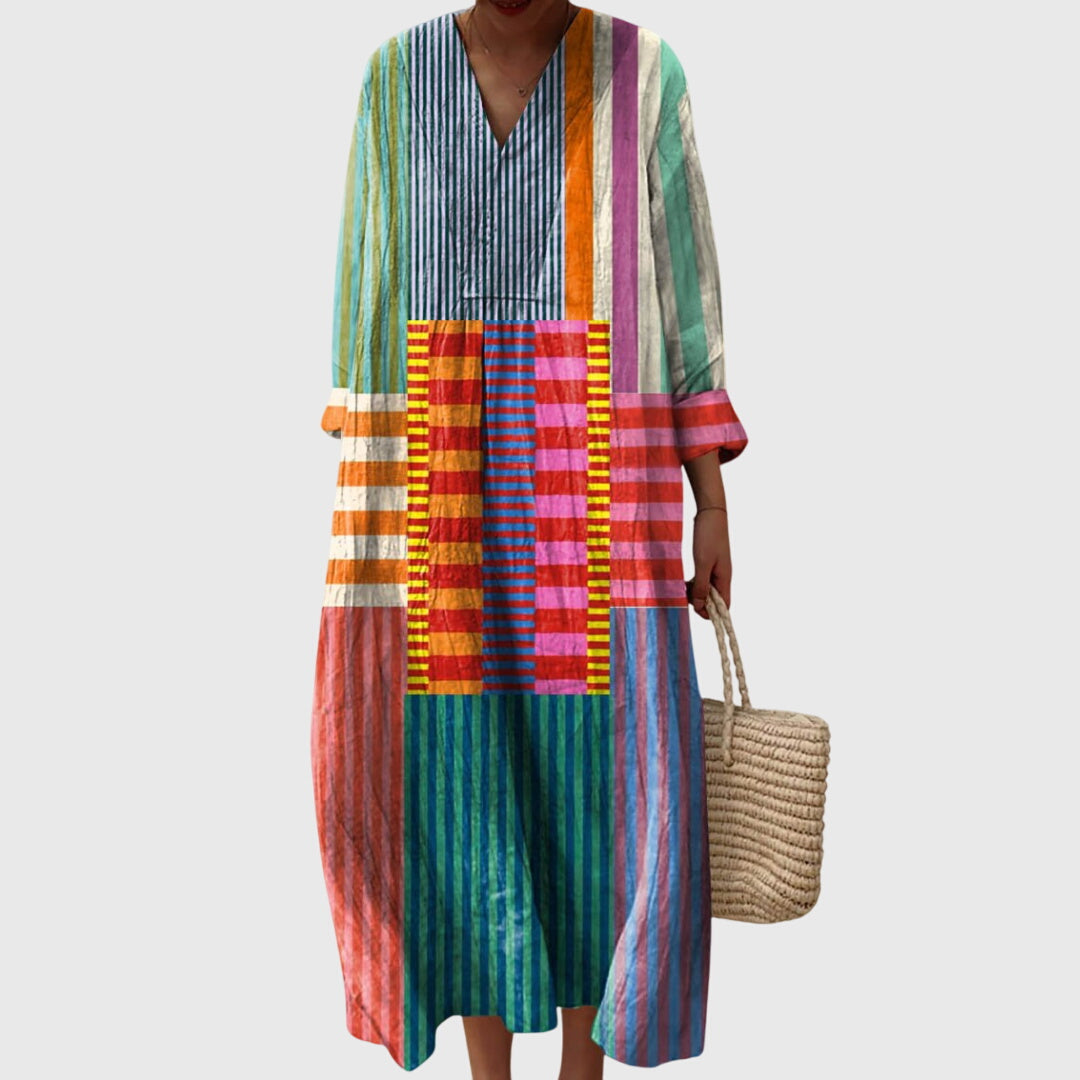 Stephanie | Women's Relaxed-Fit Geometric Print Dress with Fluid Cut