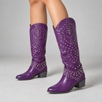 Moana | Women's Block-Heel Knee-High Boots With Side Zip and Lace Detail