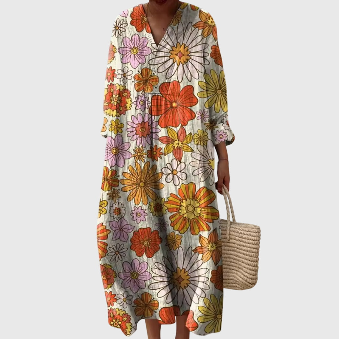 Stephanie | Women's Relaxed-Fit Geometric Print Dress with Fluid Cut