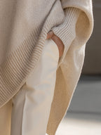 Jennifer | Women's Oversized Round-Neck Sweater with Asymmetrical Hem