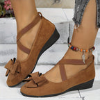 Krysa | Women's Crossed Elastic Band Flats with Wedge Sole and Soft Interior