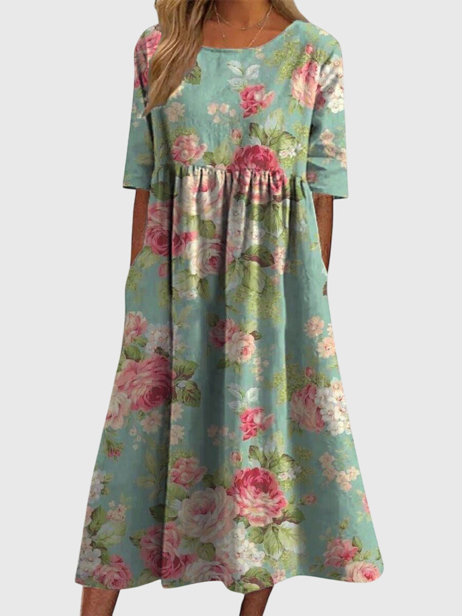 Djala | Women's Flowy Relaxed-Fit Dress with Delicate Embroidery