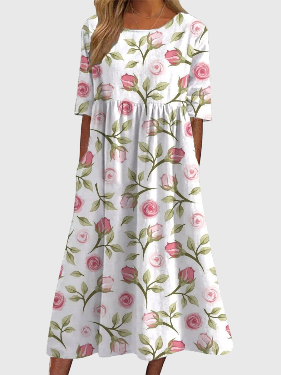 Djala | Women's Flowy Relaxed-Fit Dress with Delicate Embroidery