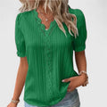 Avienne | Women's Relaxed-Fit V-Neck Blouse with Hollow Short Sleeves