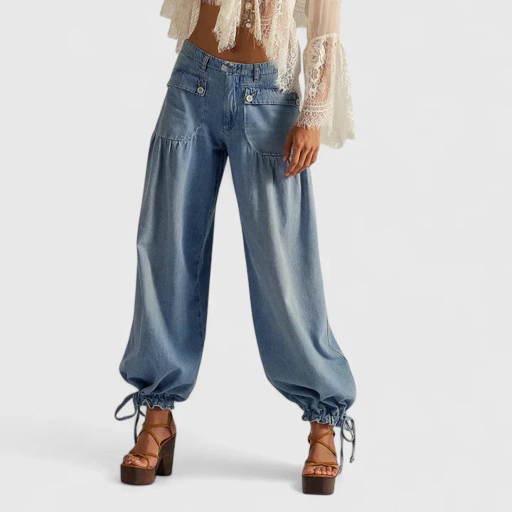 Lani | Women's Wide-Leg Loose-Fit Pants with Double Pleated Pockets