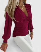 Loravine | Women's Elegant V-Neck Top with Tailored Flattering Fit