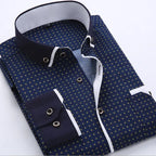 Jayson | Men's Tailored-Fit Long-Sleeve Cotton Blend Shirt, Wrinkle-Resistant