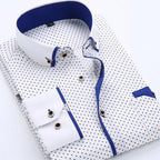 Jayson | Men's Tailored-Fit Long-Sleeve Cotton Blend Shirt, Wrinkle-Resistant