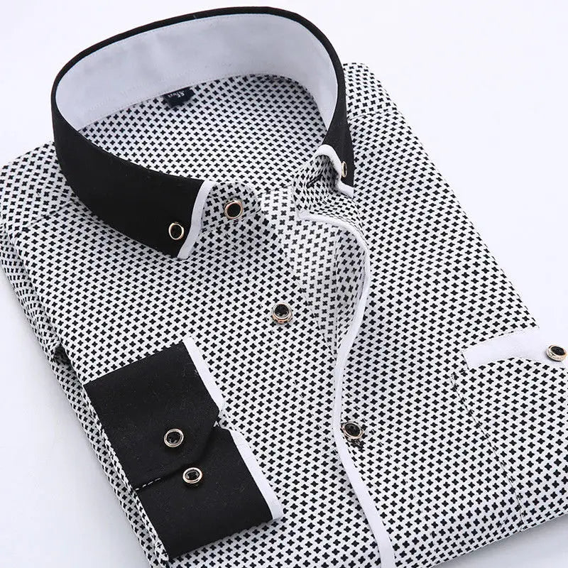 Jayson | Men's Tailored-Fit Long-Sleeve Cotton Blend Shirt, Wrinkle-Resistant