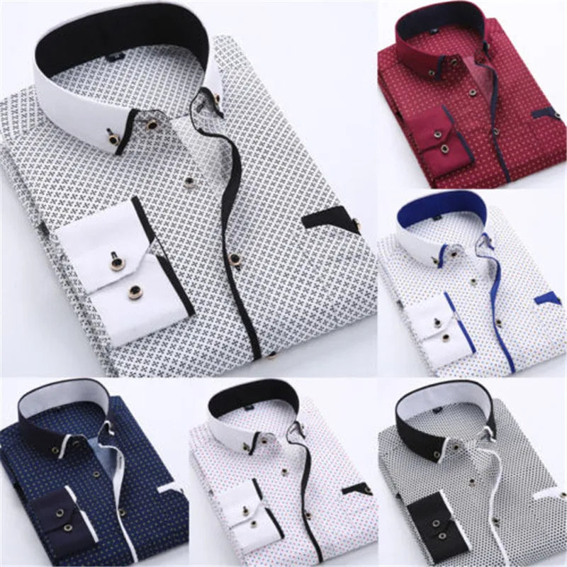 Jayson | Men's Tailored-Fit Long-Sleeve Cotton Blend Shirt, Wrinkle-Resistant