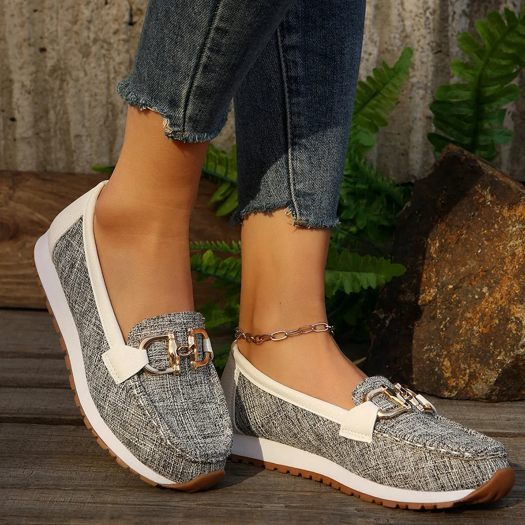 Emma | Women's Flat Loafers Slip-On Buckle Comfort Walking Shoes