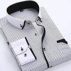 Jayson | Men's Tailored-Fit Long-Sleeve Cotton Blend Shirt, Wrinkle-Resistant