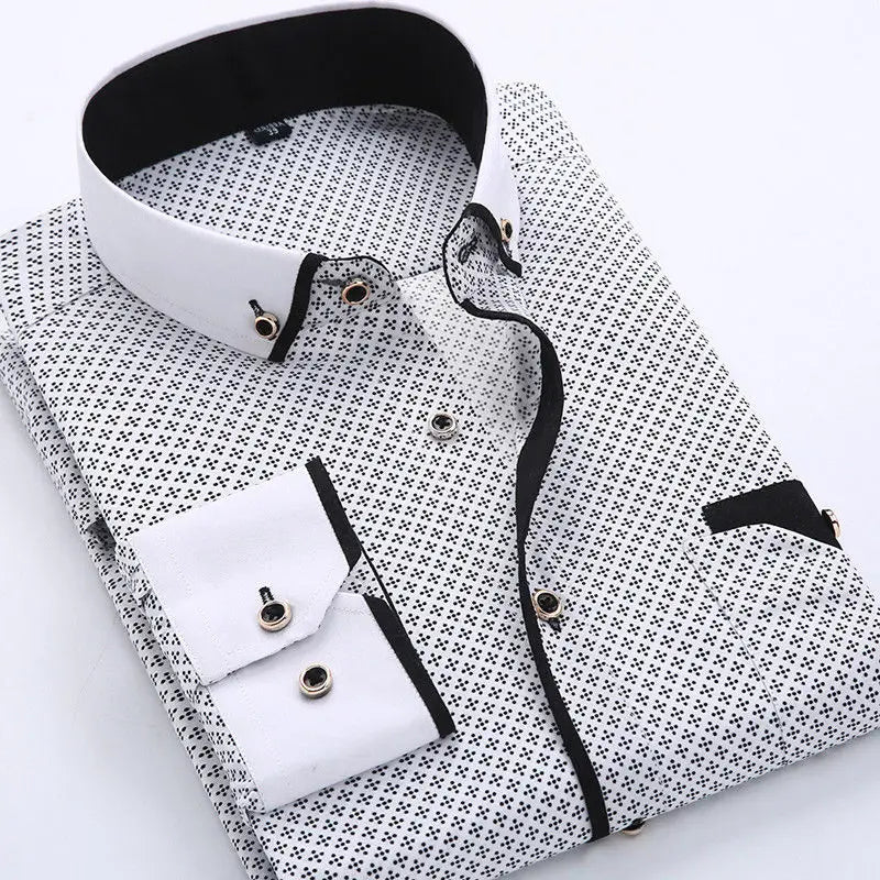 Jayson | Men's Tailored-Fit Long-Sleeve Cotton Blend Shirt, Wrinkle-Resistant