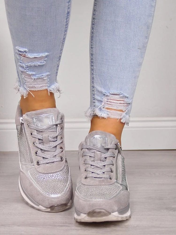 Matilda | Women's Lace-Up Sneakers with Side Zipper and Cushioned Orthopedic Sole