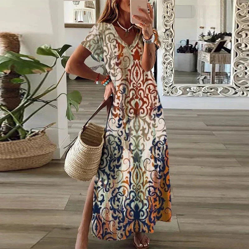 Beatrice | Women’s Autumn Boho Printed Maxi Dress