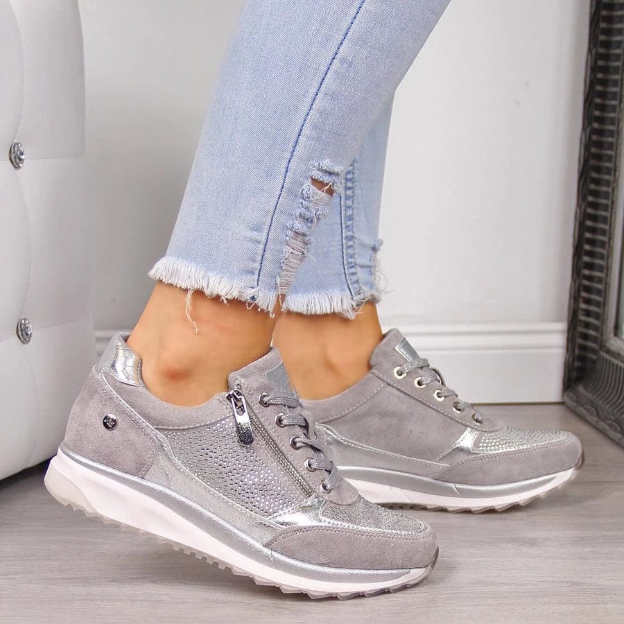 Matilda | Women's Lace-Up Sneakers with Side Zipper and Cushioned Orthopedic Sole