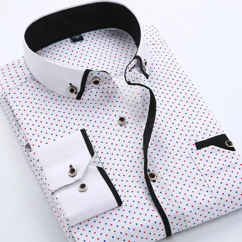 Jayson | Men's Tailored-Fit Long-Sleeve Cotton Blend Shirt, Wrinkle-Resistant