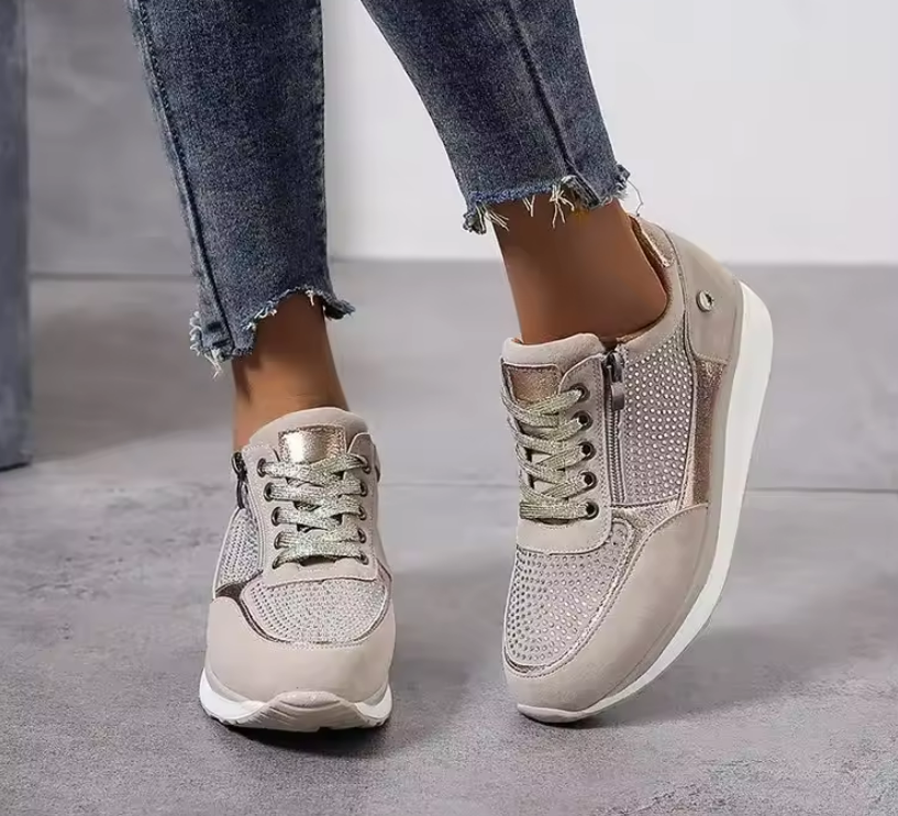 Matilda | Women's Lace-Up Sneakers with Side Zipper and Cushioned Orthopedic Sole